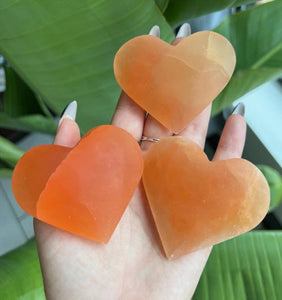 Peach Selenite Crystal Heart