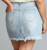 Curvy Distressed Denim Skirt