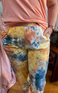 Tie Dye Elastic Waist Jogger Pants W/Pockets